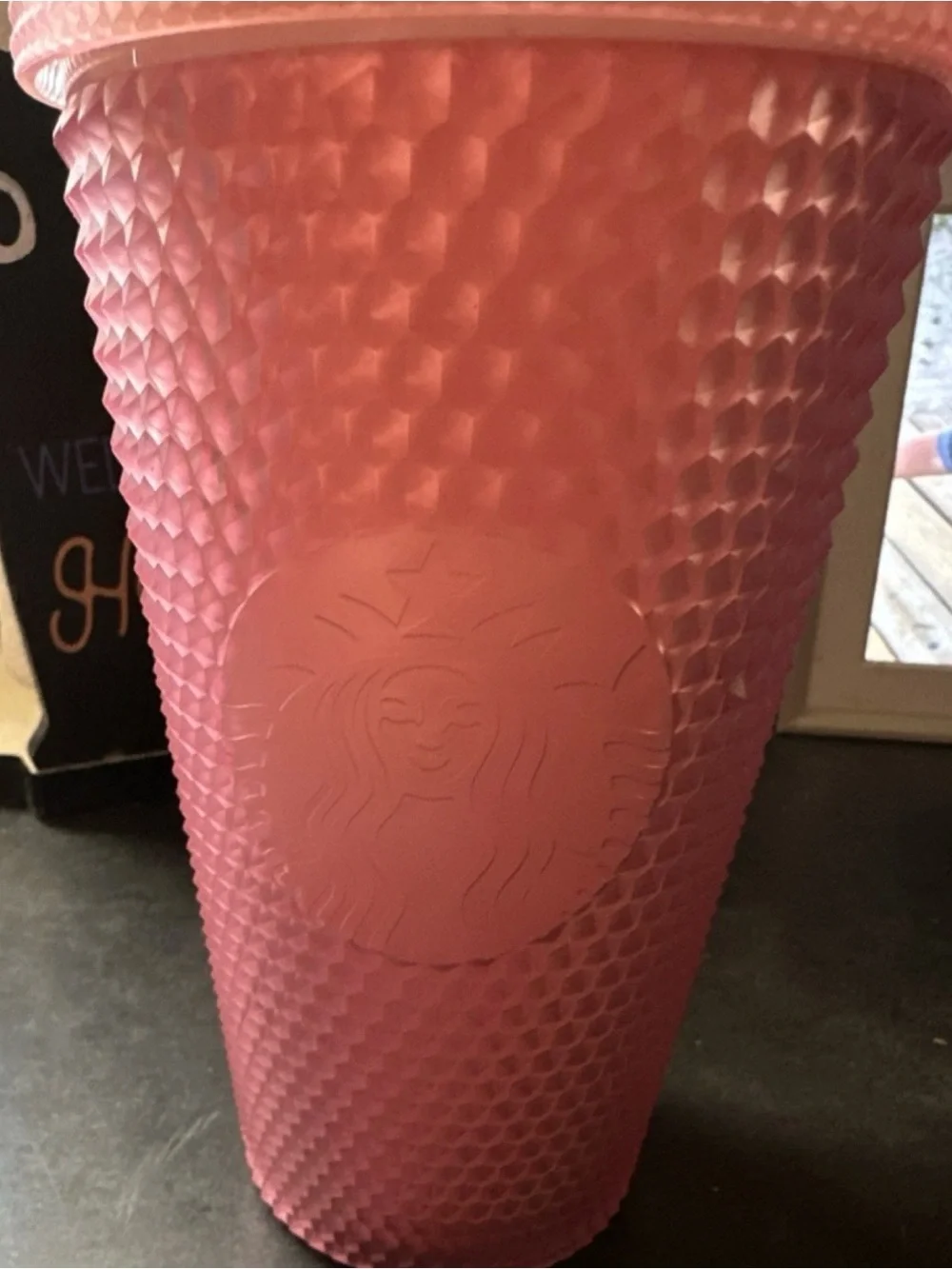 Starbucks Coral Textured Reusable Cup with Straw